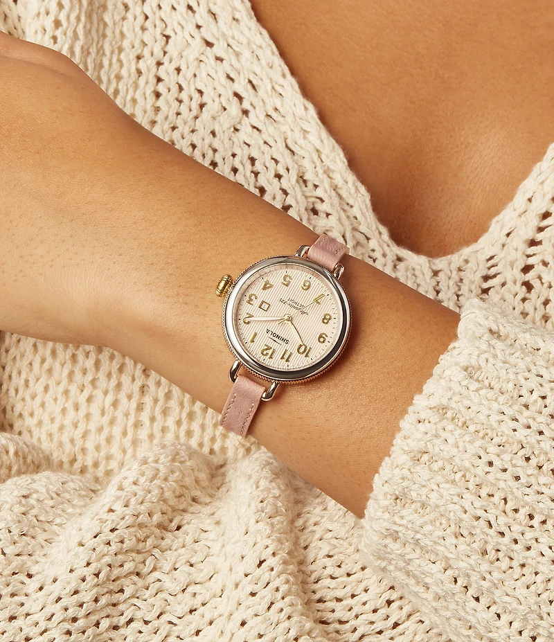SHINOLA Women's Birdy Quartz Automatic Light Pink Leather Strap Watch