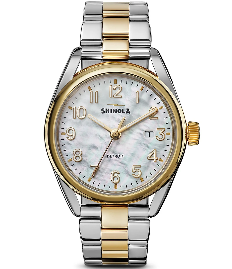 SHINOLA Women's Derby 505 Quartz Analog Two Tone Stainless Steel Bracelet Watch