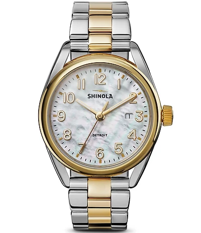 SHINOLA Women's Derby 505 Quartz Analog Two Tone Stainless Steel Bracelet Watch