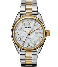 SHINOLA Women's Derby 505 Quartz Analog Two Tone Stainless Steel Bracelet Watch