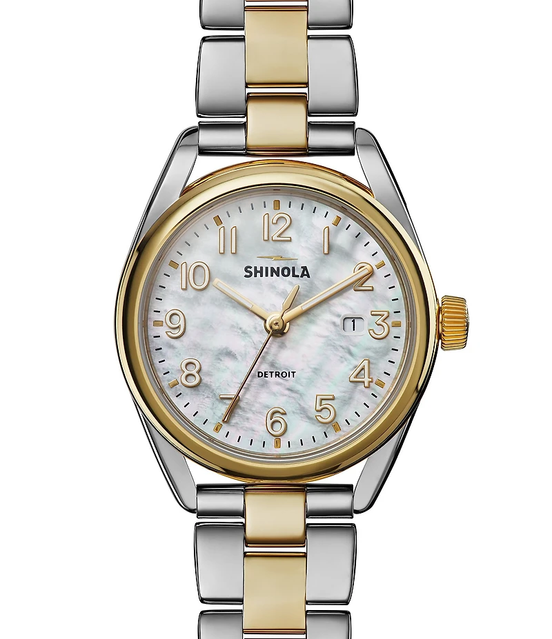 SHINOLA Women's Derby 505 Quartz Analog Two Tone Stainless Steel Bracelet Watch