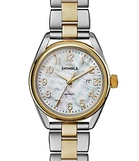 SHINOLA Women's Derby 505 Quartz Analog Two Tone Stainless Steel Bracelet Watch