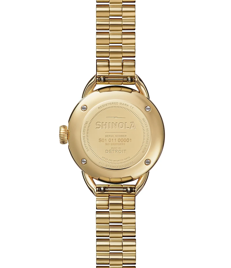 SHINOLA Women's Runabout Quartz Analog Gold Tone Stainless Steel Bracelet Watch