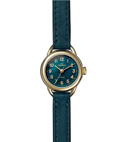 SHINOLA Women's Runabout Quartz Analog Green Leather Strap Watch