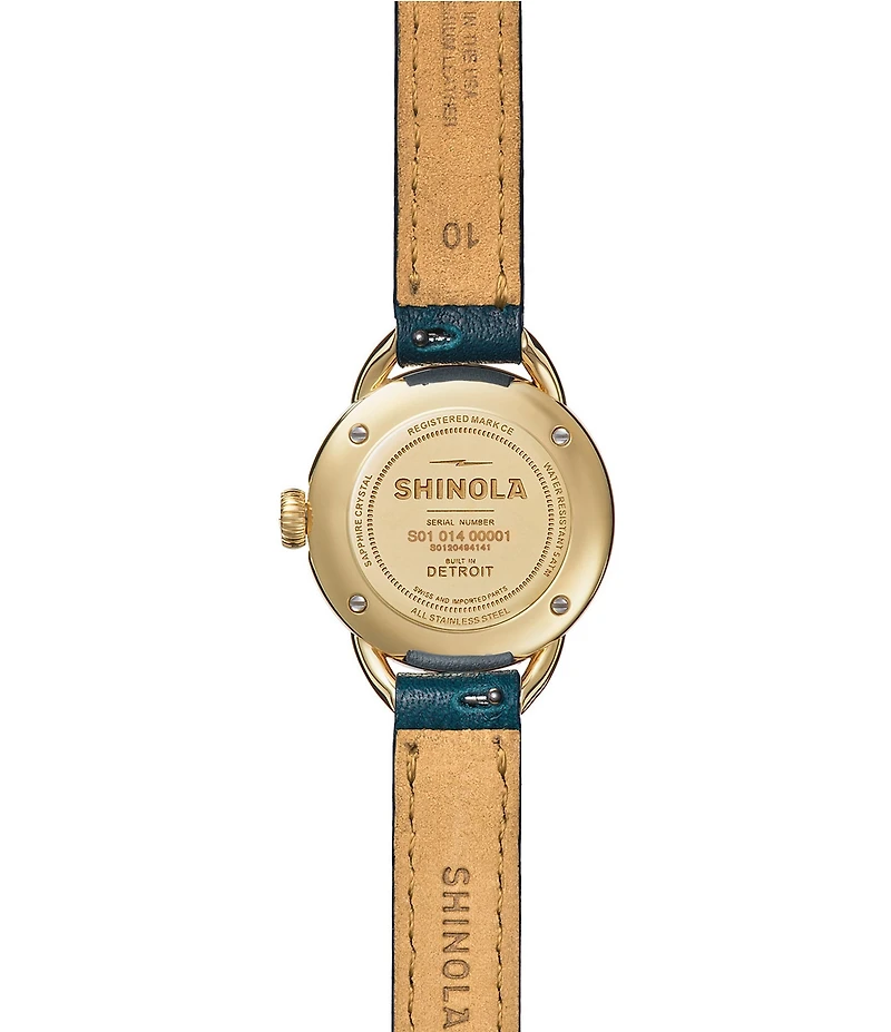 SHINOLA Women's Runabout Quartz Analog Green Leather Strap Watch