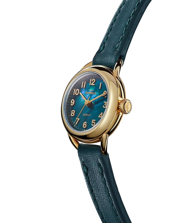 SHINOLA Women's Runabout Quartz Analog Green Leather Strap Watch