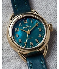 SHINOLA Women's Runabout Quartz Analog Green Leather Strap Watch