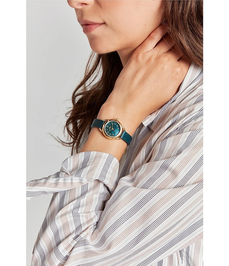 SHINOLA Women's Runabout Quartz Analog Green Leather Strap Watch