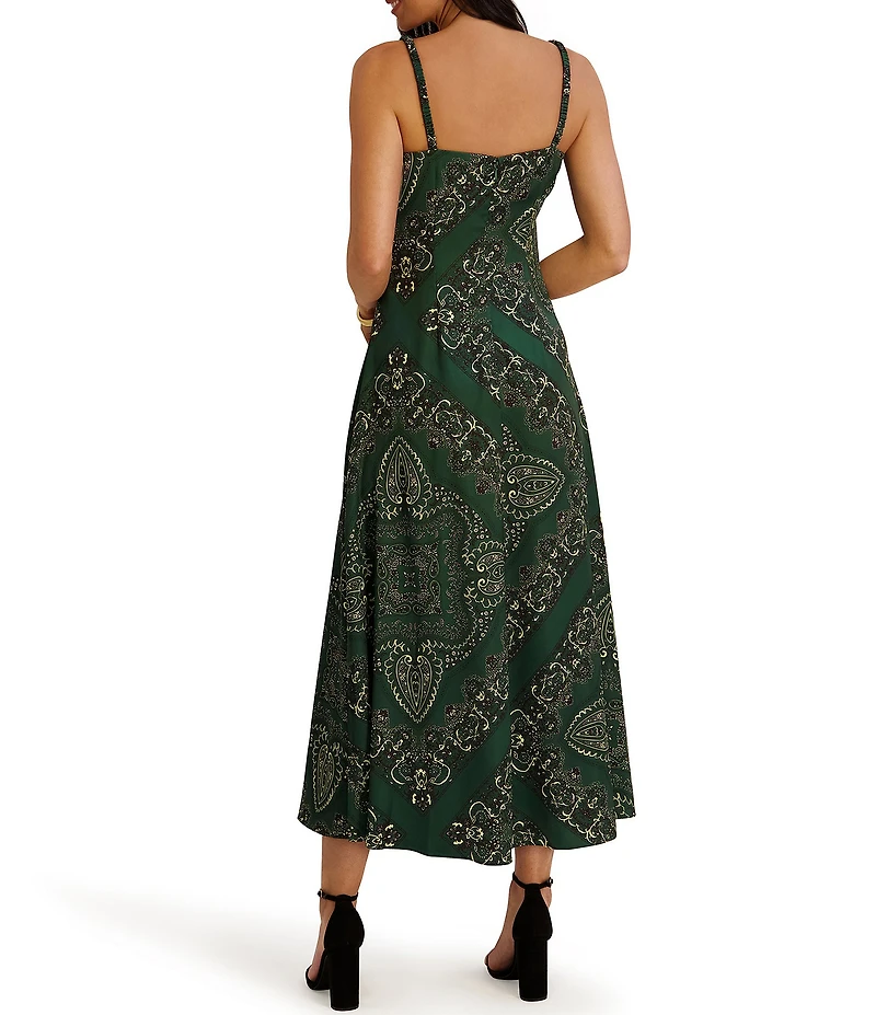 SIENA Cowl Neck Paisley Print Midi Dress