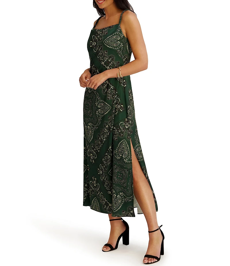 SIENA Cowl Neck Paisley Print Midi Dress