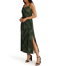 SIENA Cowl Neck Paisley Print Midi Dress