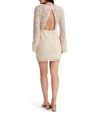 SIENA Crochet Long Sleeve Crochet Lace Wrap Mini Dress