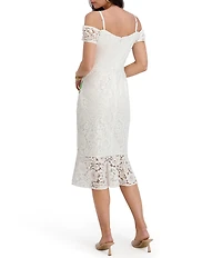 SIENA Embroidered Lace Floral Off-The-Shoulder Midi Dress