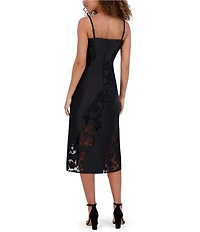 SIENA Embroidered Matte Satin Sleeveless A-Line Midi Dress