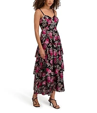 SIENA Embroidered Mesh Tier Midi Dress