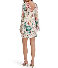 SIENA Floral Print Long Bell Sleeve Sheath Mini Dress