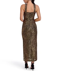 SIENA Halter Sequin Mesh Long Dress