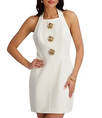 SIENA Halter Sheath Mini Dress With Hardware