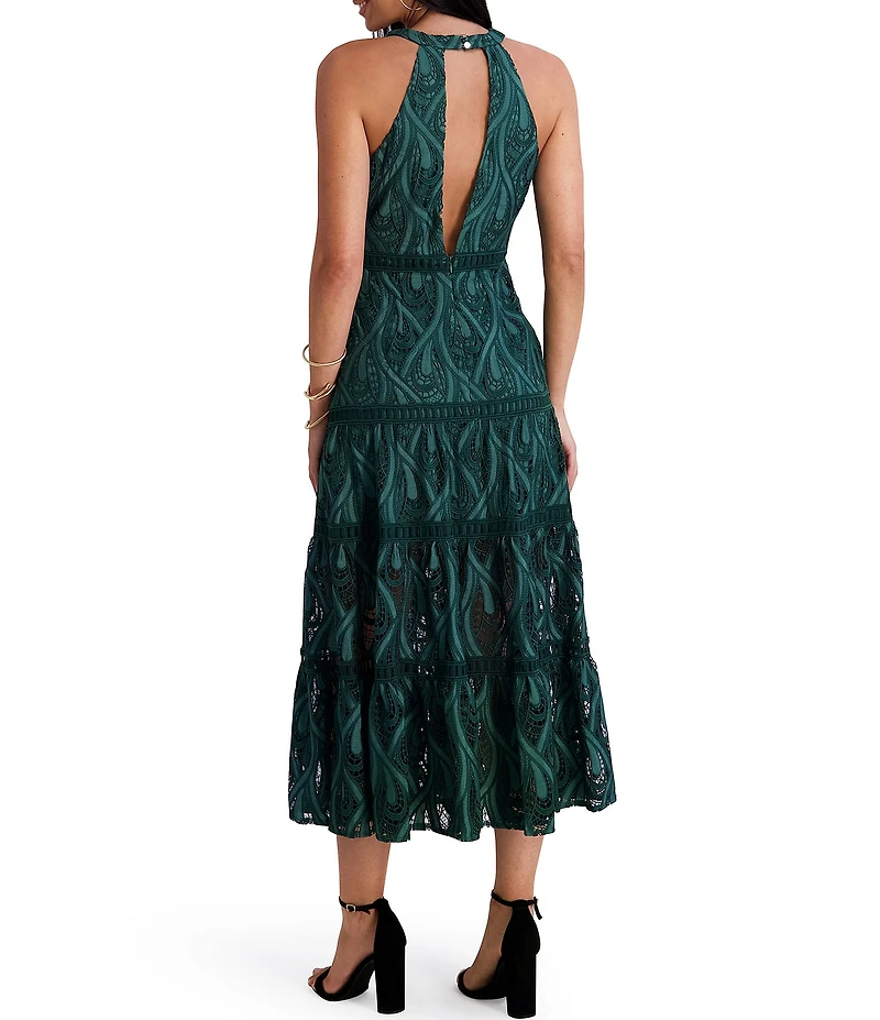 SIENA Heavy Lace V Neck Midi Dress