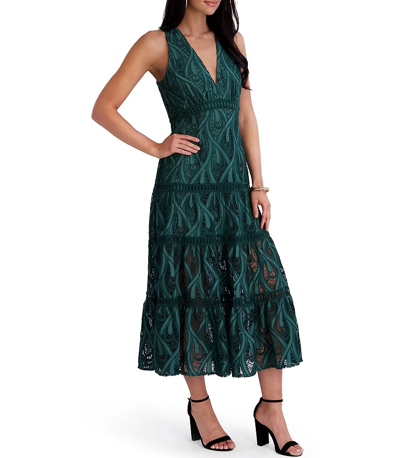SIENA Heavy Lace V Neck Midi Dress