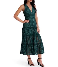 SIENA Heavy Lace V Neck Midi Dress
