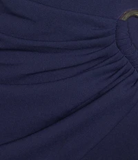 SIENA Keyhole Hardware Ruched Scuba Mini Dress