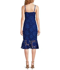 SIENA Lace Sweetheart Neck Sleeveless Flounce Midi Dress