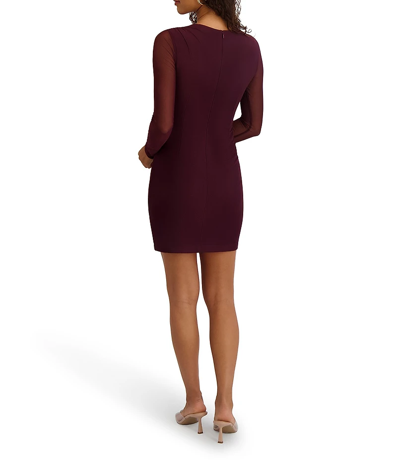 SIENA Long Sleeve Mesh Scuba Mini Dress