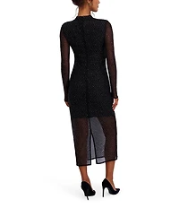 SIENA Long Sleeve Studded Mesh Midi Dress