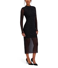 SIENA Long Sleeve Studded Mesh Midi Dress