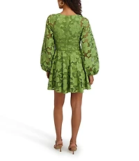 SIENA Long Sleeve V-Neck Floral Lace Dress