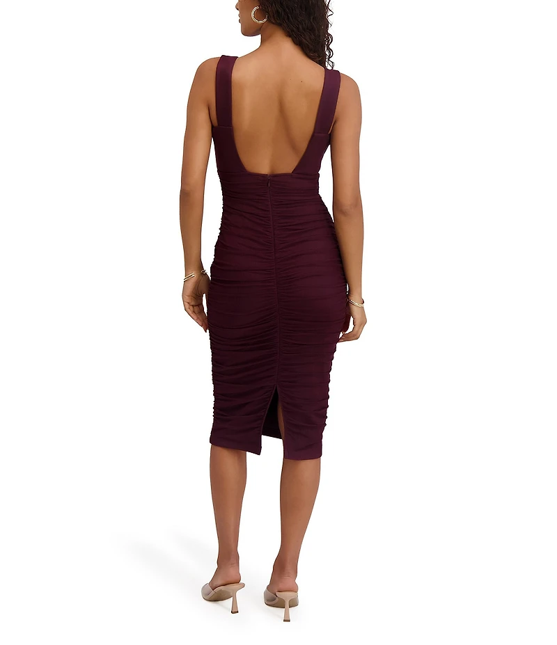 SIENA Mesh Ruched Bodycon Midi Dress