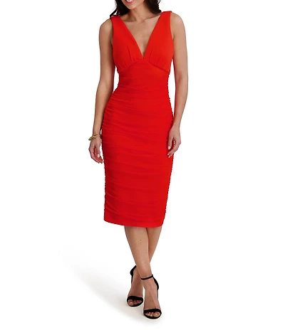 SIENA Mesh Ruched Bodycon Midi Dress