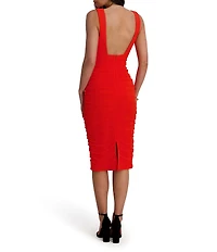 SIENA Mesh Ruched Bodycon Midi Dress