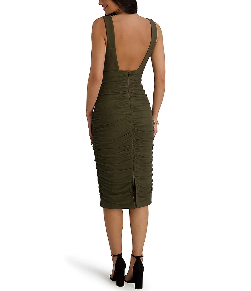 SIENA Mesh Ruched Bodycon Midi Dress