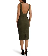 SIENA Mesh Ruched Bodycon Midi Dress