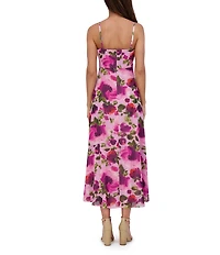 SIENA Metallic Floral V-Neck Sleeveless Maxi Dress