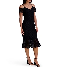 SIENA Off the Shoulder Crochet Lace Midi Dress