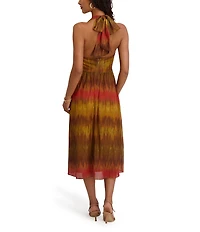 SIENA Printed Chiffon Halter Neck Sleeveless A-Line Midi Dress