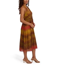 SIENA Printed Chiffon Halter Neck Sleeveless A-Line Midi Dress