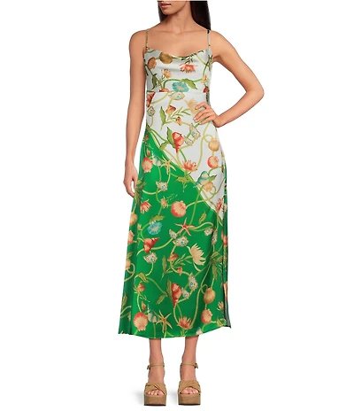 SIENA Printed Satin Slip Midi Dress
