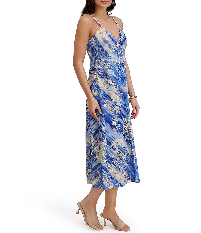 SIENA Printed Sleeveless V-Neck Midi Dress