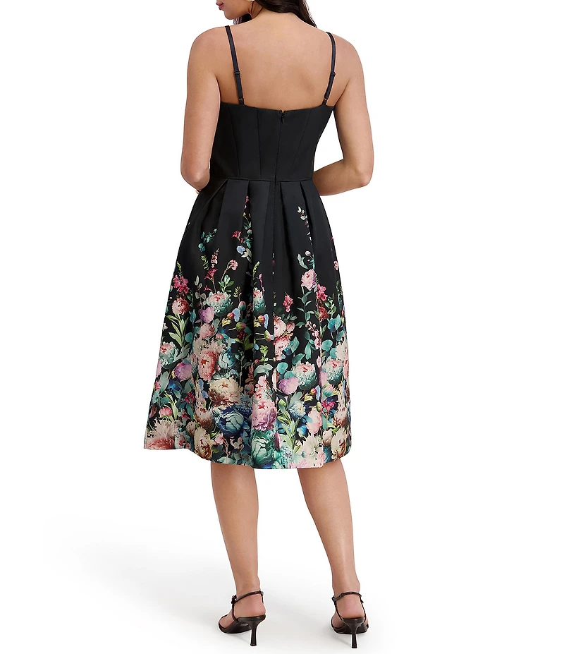 SIENA Satin Floral Ombre Knee Length A-Line Dress
