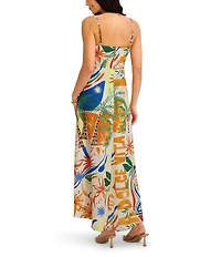 SIENA Sleeveless Printed Faux Wrap Midi Dress