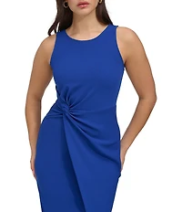 SIENA Sleeveless Twist Front Crepe Faux Wrap Midi Dress