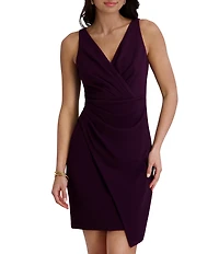 SIENA Surplice V-Neck Sleeveless Wrap Asymmetrical Hem Wrap Dress