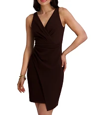 SIENA Surplice V-Neck Sleeveless Wrap Asymmetrical Hem Wrap Dress