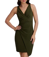 SIENA Surplice V-Neck Sleeveless Wrap Asymmetrical Hem Wrap Dress
