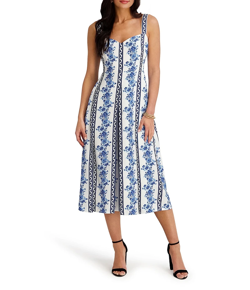 SIENA Sweetheart Neckline Sleeveless Floral Midi Dress