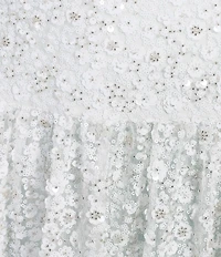 SIENA V-Neck Illusion Long Bell Sleeve Drop Waist 3D Flower Sequin Mesh Dress